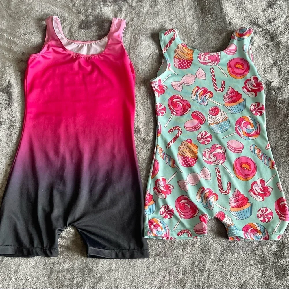 Gymnastic Dancing Leotards with shorts Girls 3T-4T /6-7 Years